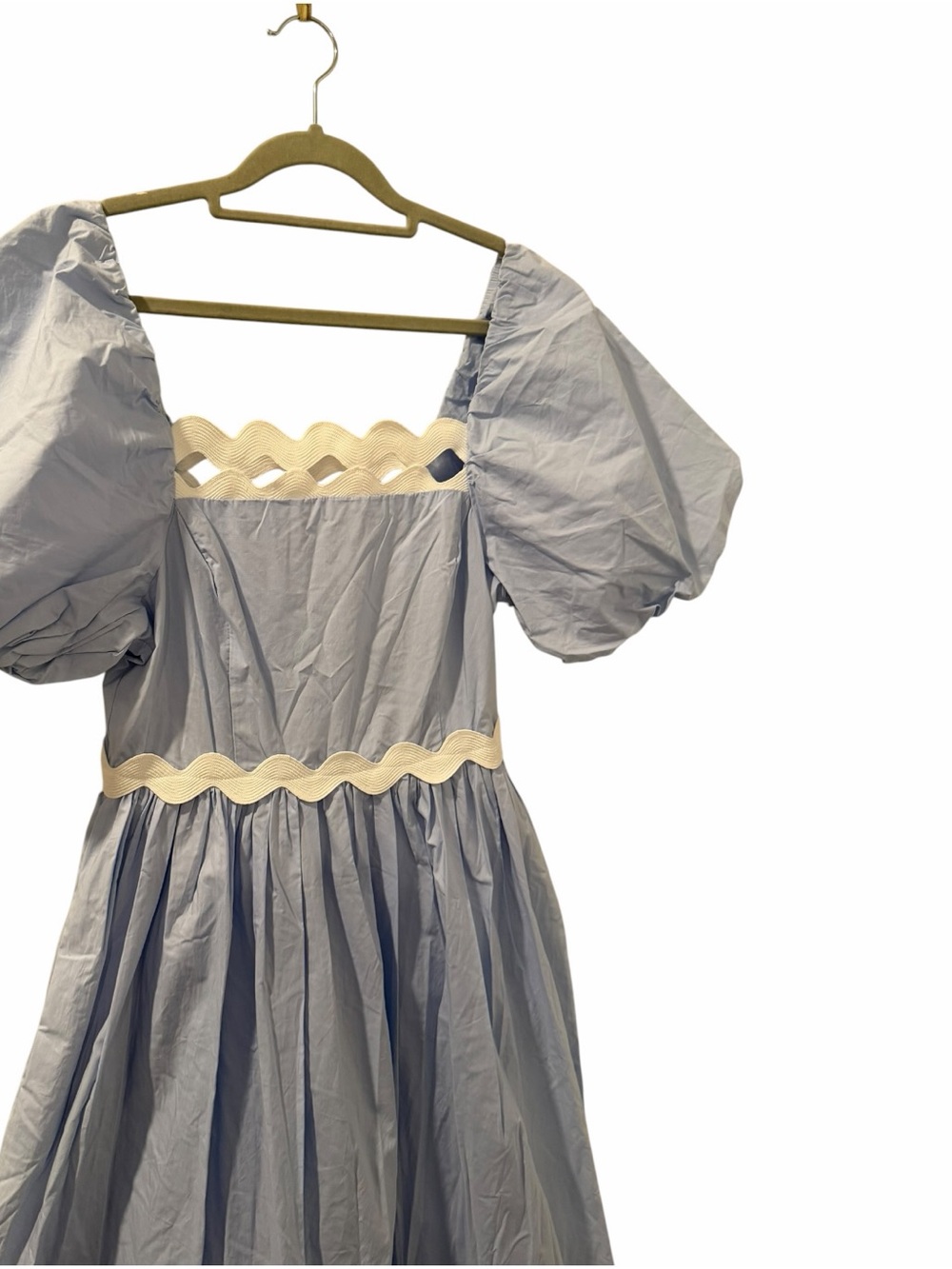 English Factory Powder Blue Puff Sleeve Cotton Midi Dress XS NWT - Picture 10 of 11
